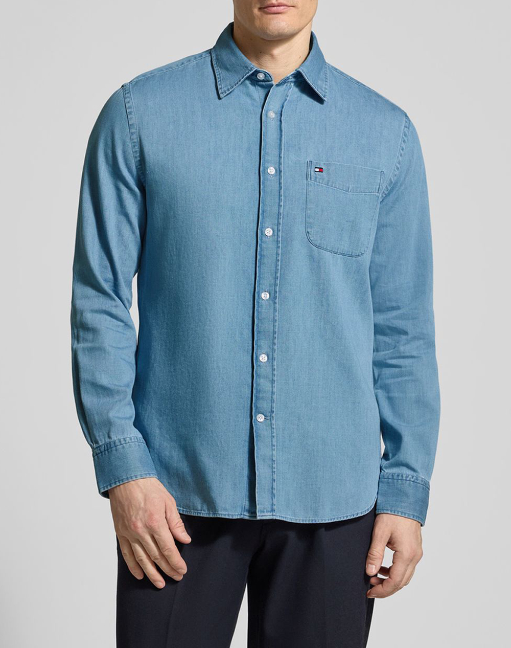 Tommy Hilfiger Lightweight Denim Rf Shirt Ανδρας Ρουχα Πουκαμισα Denimblue Βαμβακι Mw0Mw42431 1A4