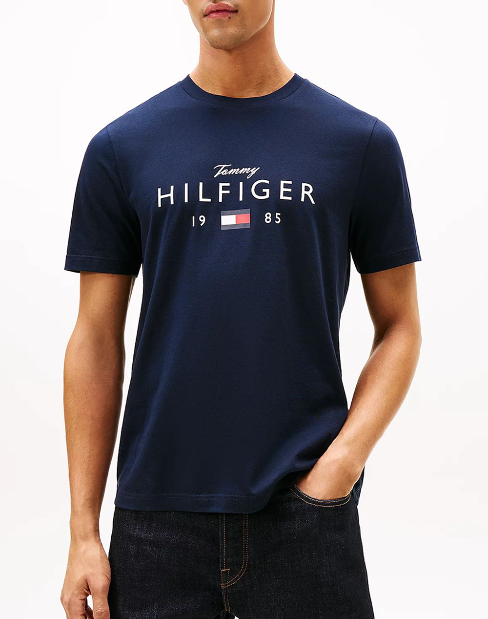 Tommy Hilfiger Brand Love Big Hilfiger Tee Ανδρας Ρουχα Μπλουζες T Shirt Darkblue Βαμβακι Mw0Mw41455 Dw5