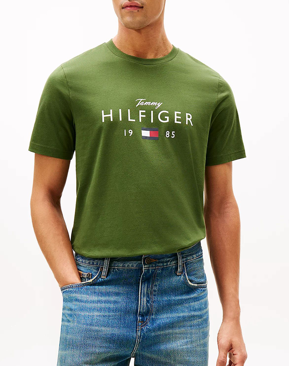 Tommy Hilfiger Brand Love Big Hilfiger Tee Ανδρας Ρουχα Μπλουζες T Shirt Green Βαμβακι Mw0Mw41455 L01