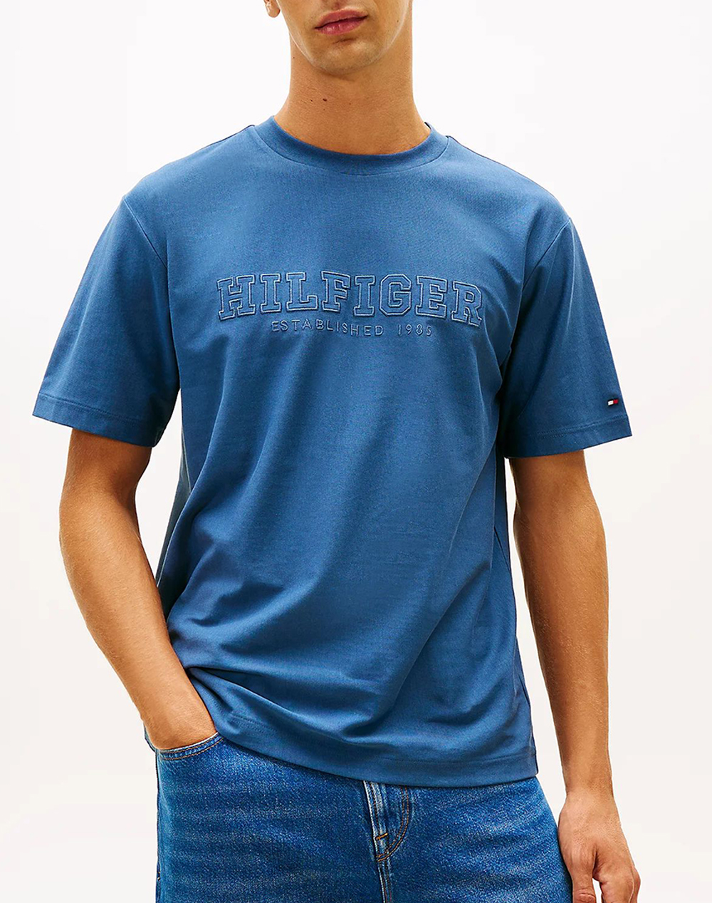 Tommy Hilfiger Mix Media Graphic Tee Ανδρας Ρουχα Μπλουζες T Shirt Blue Βαμβακι Mw0mw41766 Dbz - Koolfly