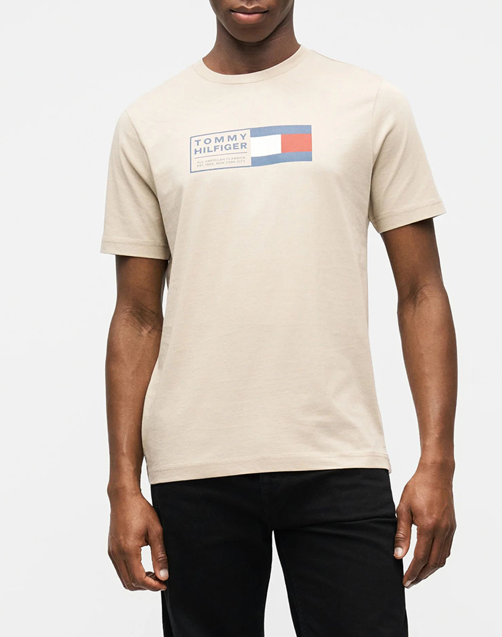 Tommy Hilfiger Brand Love Text Box Tee Ανδρας Ρουχα Μπλουζες T Shirt Biege Βαμβακι Mw0mw42366 Rbt - Koolfly