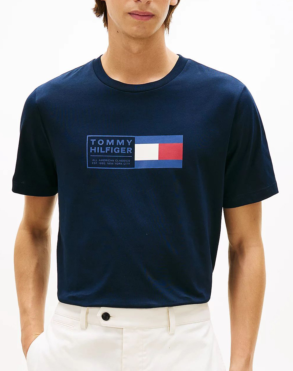 Tommy Hilfiger Brand Love Text Box Tee Ανδρας Ρουχα Μπλουζες T Shirt Midnightblue Βαμβακι Mw0mw42366 Dw5 - Koolfly