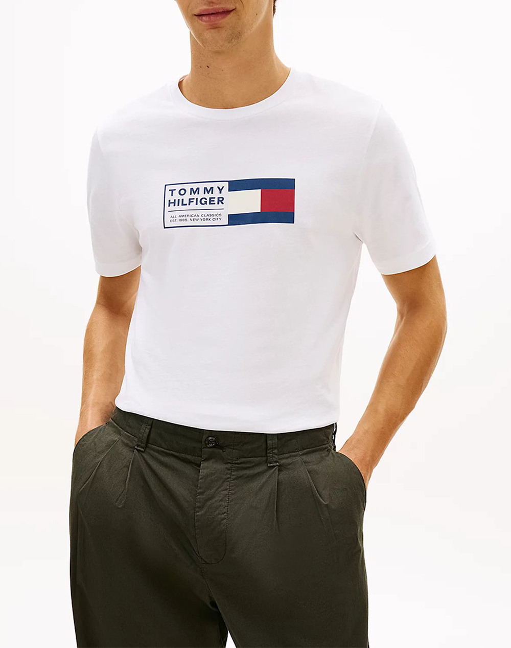 Tommy Hilfiger Brand Love Text Box Tee Ανδρας Ρουχα Μπλουζες T Shirt White Βαμβακι Mw0mw42366 Ybr - Koolfly