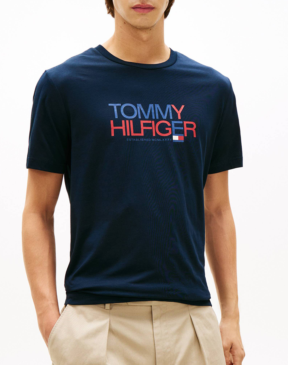 Tommy Hilfiger Brand Love Big Text Tee Ανδρας Ρουχα Μπλουζες T Shirt Darkblue Βαμβακι Mw0Mw42369 Dw5