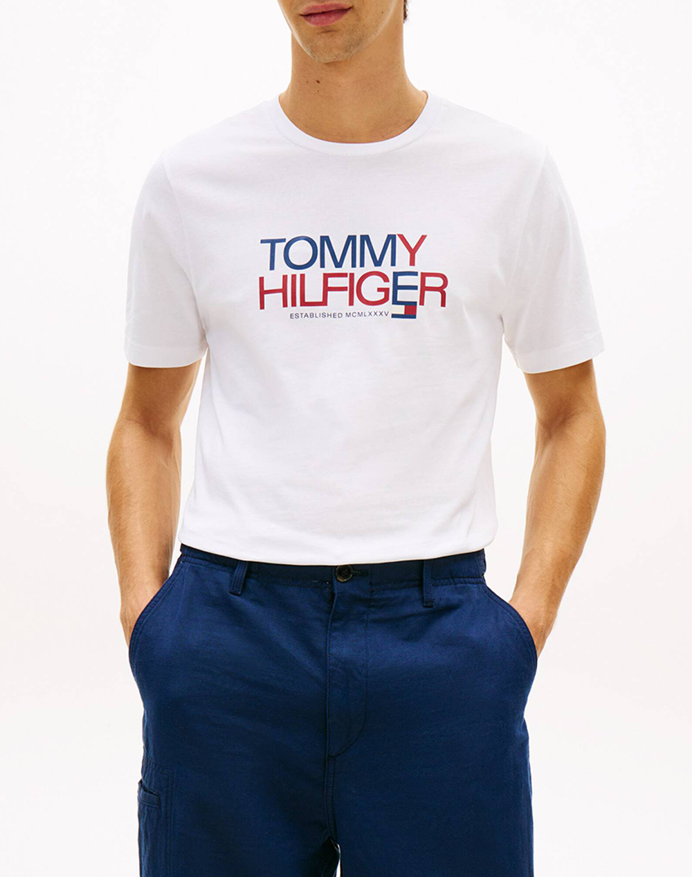 Tommy Hilfiger Brand Love Big Text Tee Ανδρας Ρουχα Μπλουζες T Shirt White Βαμβακι Mw0Mw42369 Ybr