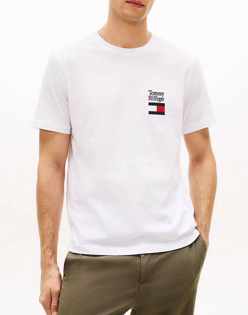 Tommy Hilfiger Brand Love Text Stack Tee Ανδρας Ρουχα Μπλουζες T Shirt White Βαμβακι Mw0mw42367 Ybr - Koolfly