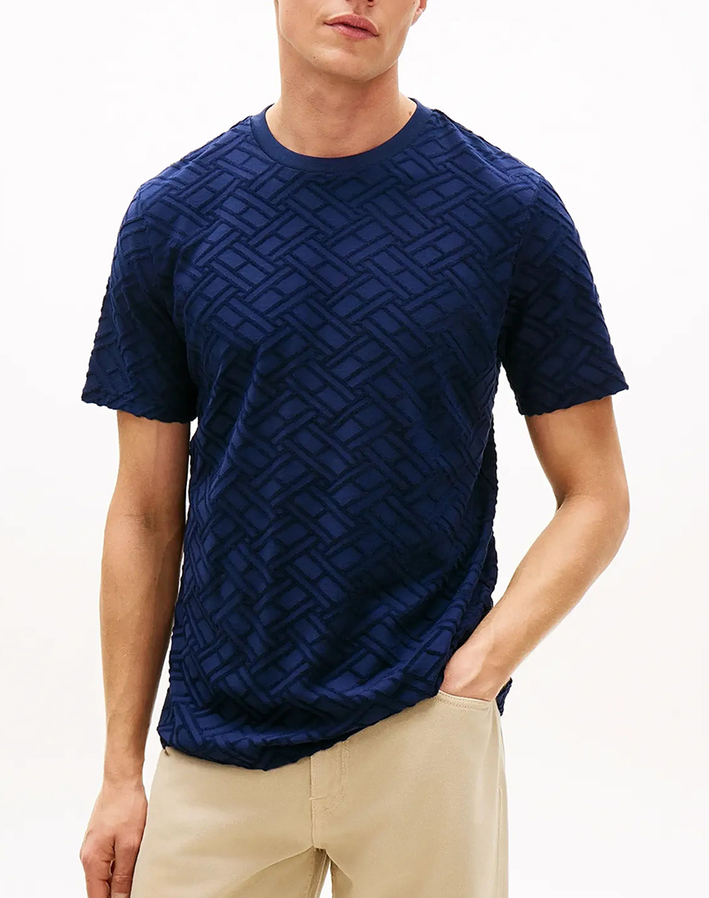 Tommy Hilfiger Aop Flag Jacquard Tee Ανδρας Ρουχα Μπλουζες T Shirt Navyblue Βαμβακι Mw0mw42381 Dcc - Koolfly