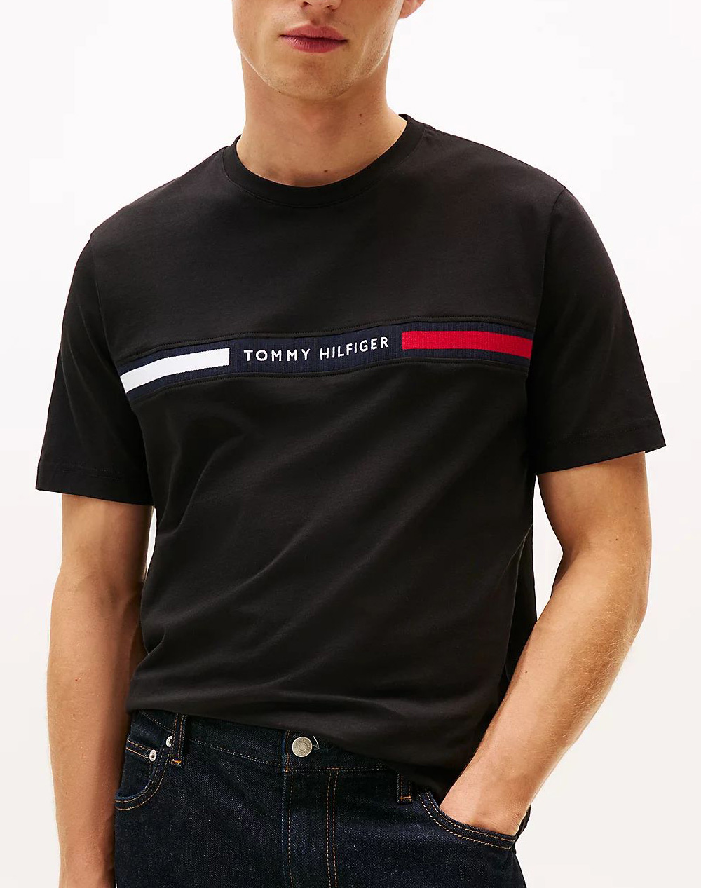 Tommy Hilfiger Hilfiger Chest Insert Tee Ανδρας Ρουχα Μπλουζες T Shirt Black Βαμβακι Mw0mw36498 Bds - Koolfly