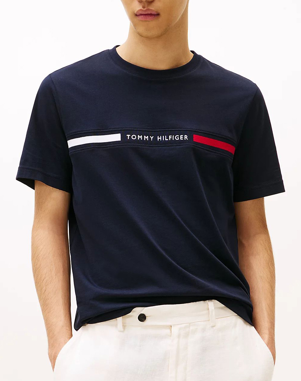 Tommy Hilfiger Hilfiger Chest Insert Tee Ανδρας Ρουχα Μπλουζες T Shirt Darkblue Βαμβακι Mw0Mw36498 Dw5