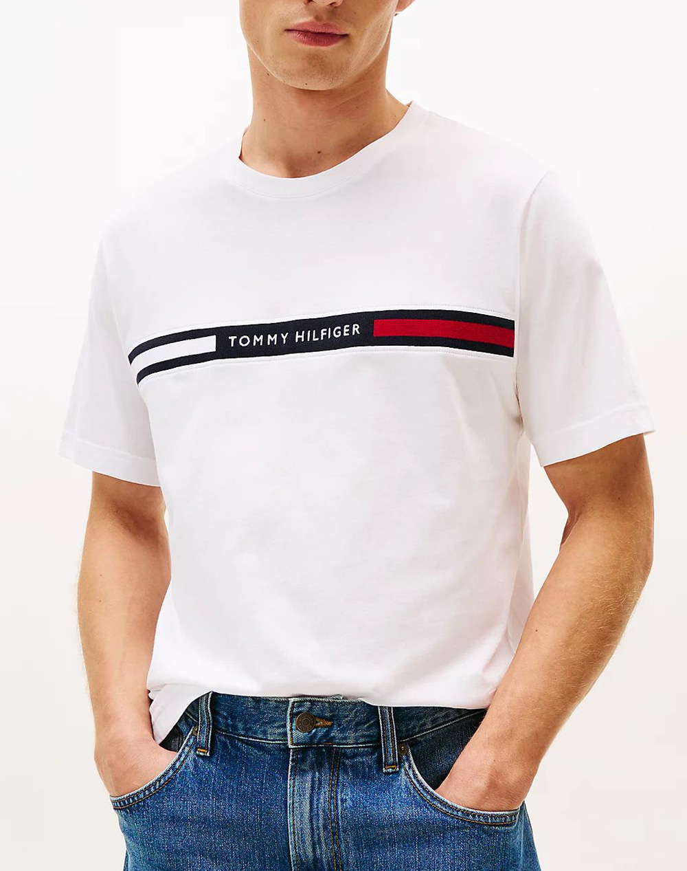 Tommy Hilfiger Hilfiger Chest Insert Tee Ανδρας Ρουχα Μπλουζες T Shirt White Βαμβακι Mw0mw36498 Ybr - Koolfly
