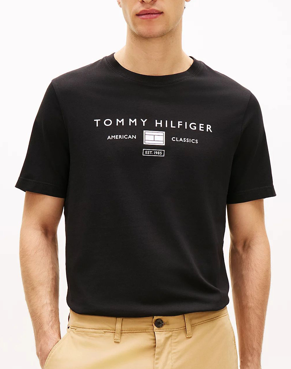 Tommy Hilfiger Brand Love Mono Stack Tee Ανδρας Ρουχα Μπλουζες T Shirt Black Βαμβακι Mw0Mw42365 Bds