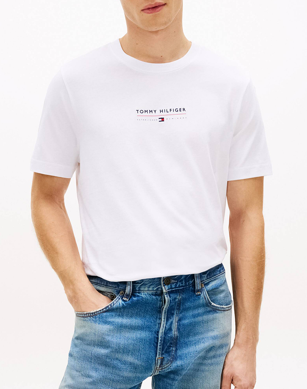 Tommy Hilfiger Brand Love Lockup Tee Ανδρας Ρουχα Μπλουζες T Shirt White Βαμβακι Mw0Mw42363 Ybr
