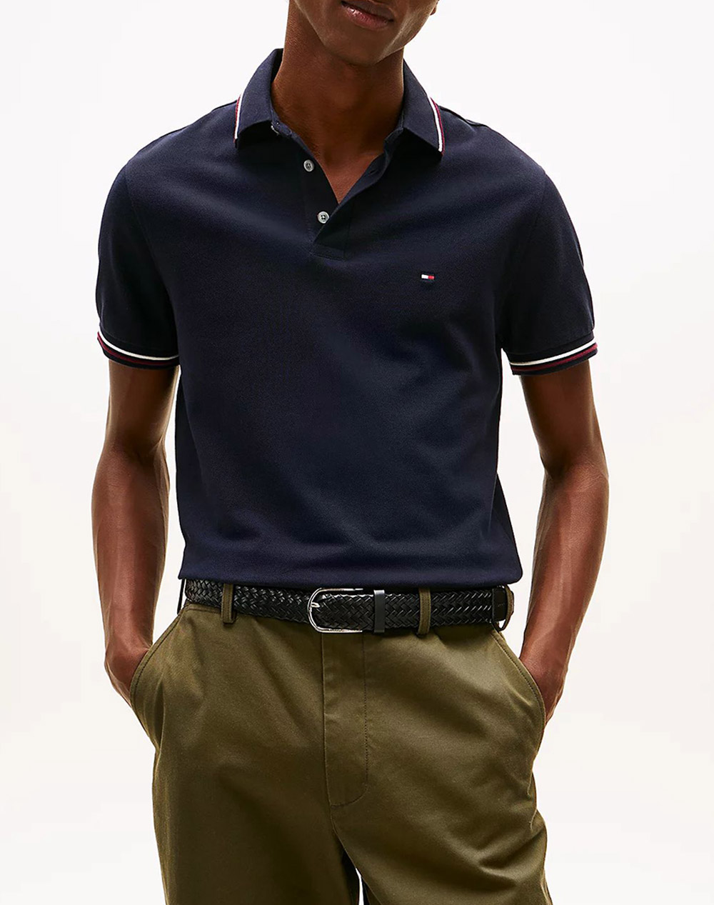 Tommy Hilfiger Tipped Slim Fit Polo Ανδρας Ρουχα Μπλουζες Polo Darkblue Βαμβακιμε Ελασταν Mw0Mw37346 Dw5