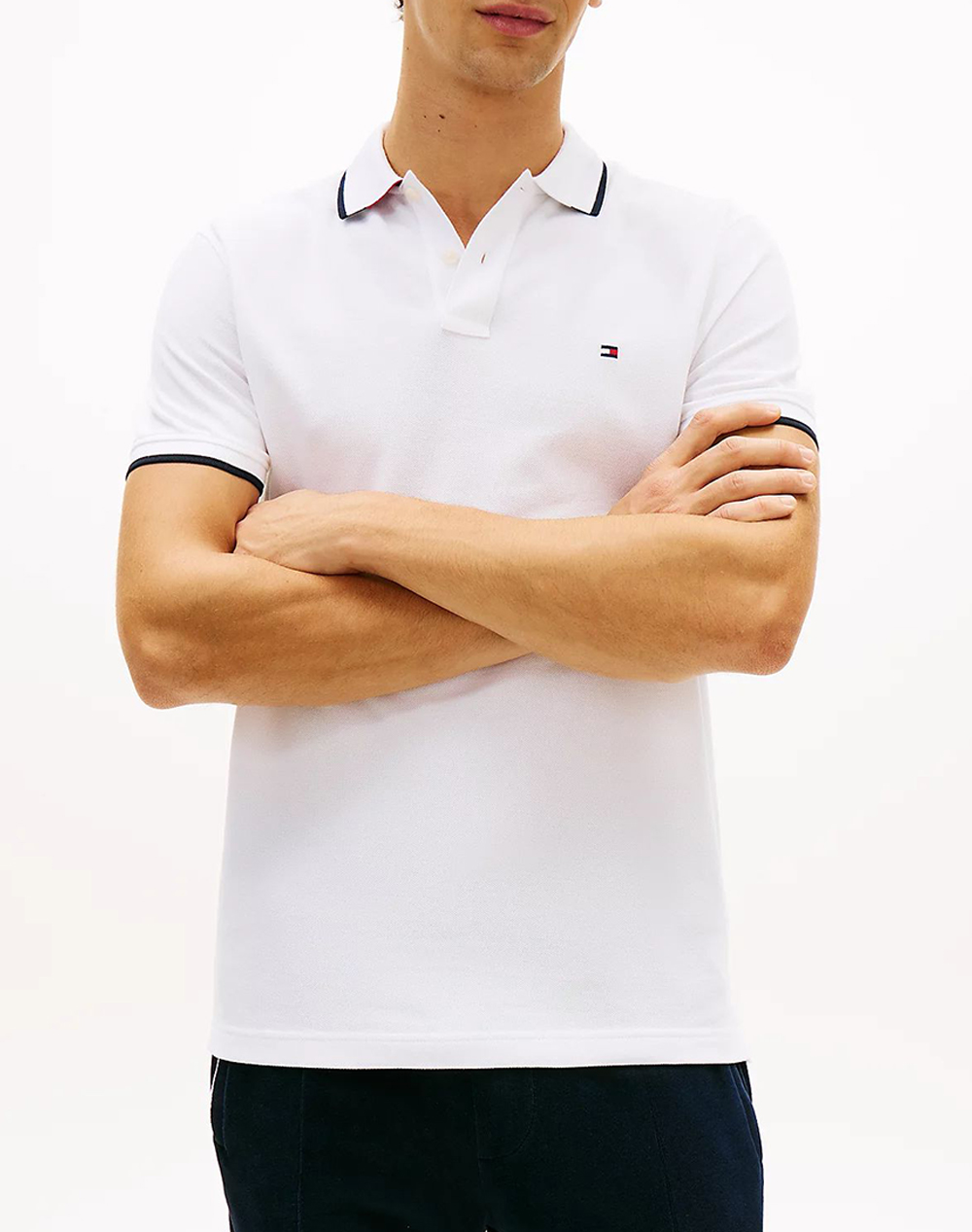 Tommy Hilfiger Pique Undercollar Reg Polo Ανδρας Ρουχα Μπλουζες Polo White Βαμβακι Mw0mw42748 Ybr - Koolfly