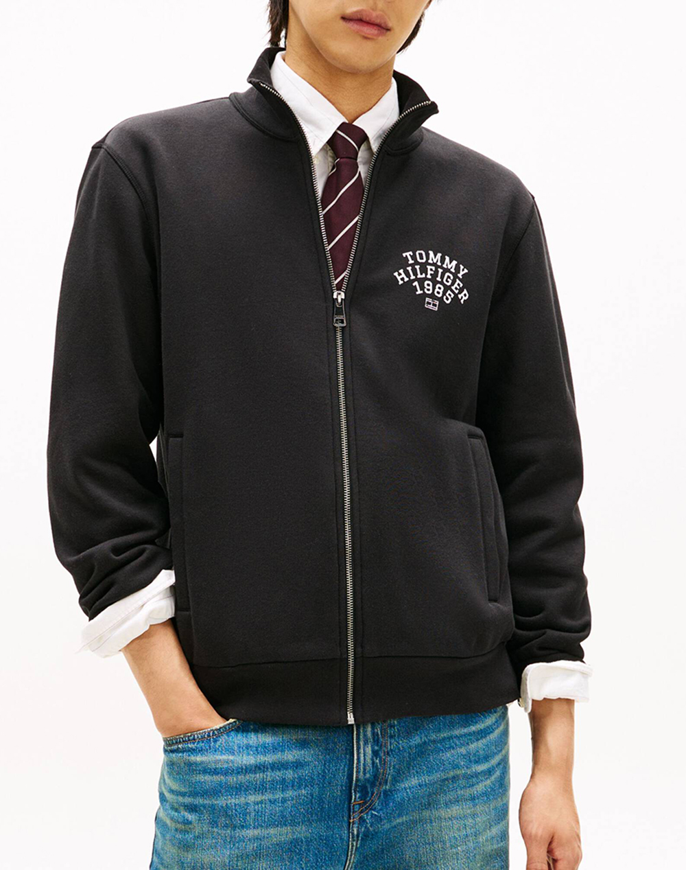 Tommy Hilfiger Hilfiger Arch Stand Collar Zip Ανδρας Ρουχα Ζακετες Φουτερ Ζακετες Black Βαμβακι,Συνθετικο Mw0mw41425 Bds - Koolfly
