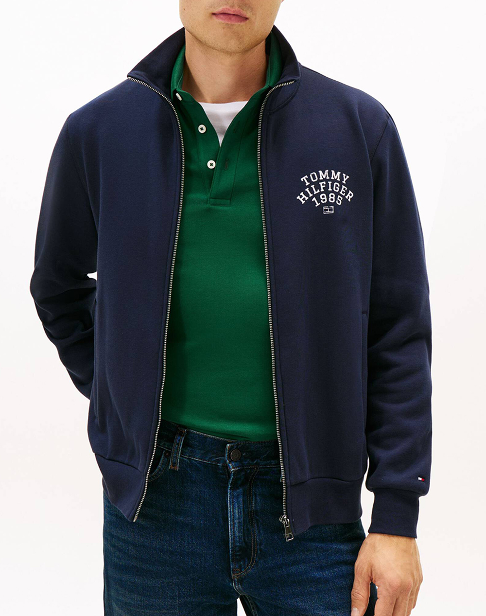 Tommy Hilfiger Hilfiger Arch Stand Collar Zip Ανδρας Ρουχα Ζακετες Φουτερ Ζακετες Darkblue Βαμβακι,Συνθετικο Mw0mw41425 Dw5 - Koolfly