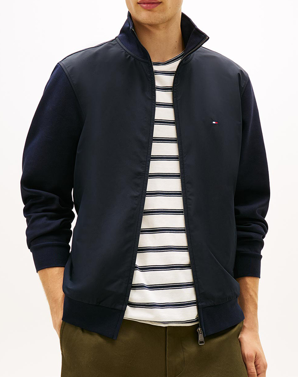 Tommy Hilfiger Essential Intechno Mix Zip Thru Ανδρας Ρουχα Ζακετες Φουτερ Ζακετες Darkblue Βαμβακι,Συνθετικο Mw0mw41758 Dw5 - Koolfly