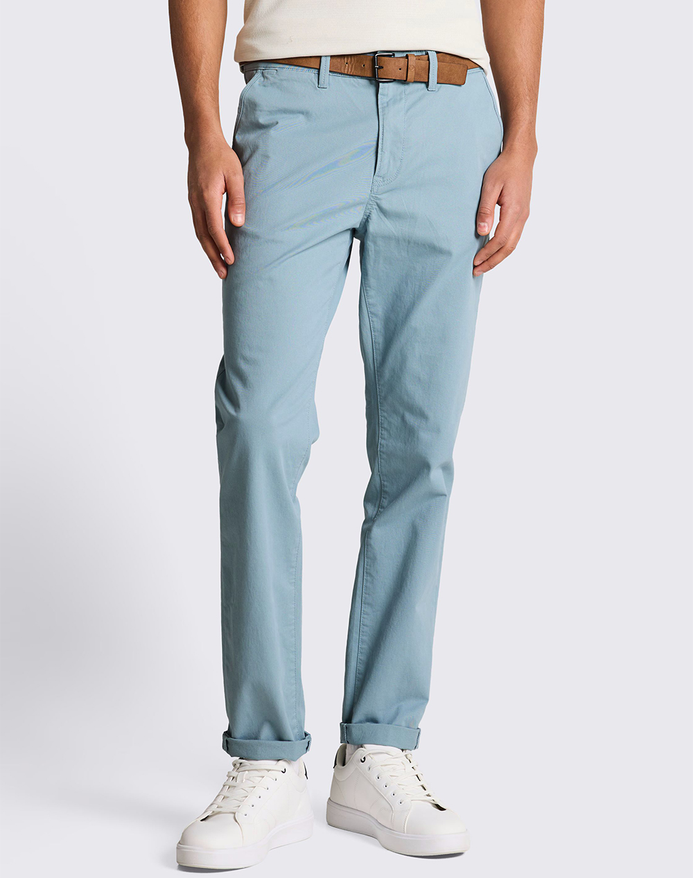 Tom Tailor Slim Chino With Belt Παντελονι Ανδρικο Ανδρας Ρουχα Παντελονια Chinos Lightblue Βαμβακιμε Ελασταν 1027694 30118