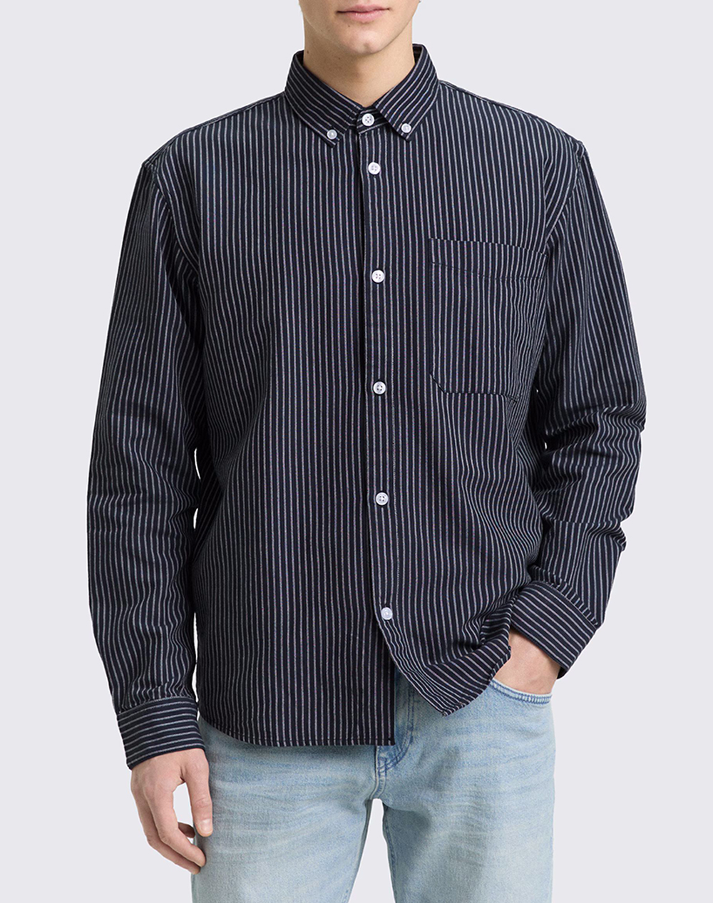 Tom Tailor Relaxed Striped Πουκαμισο Ανδρικο Ανδρας Ρουχα Πουκαμισα Navyblue Βαμβακι 1049377 39056 - Koolfly