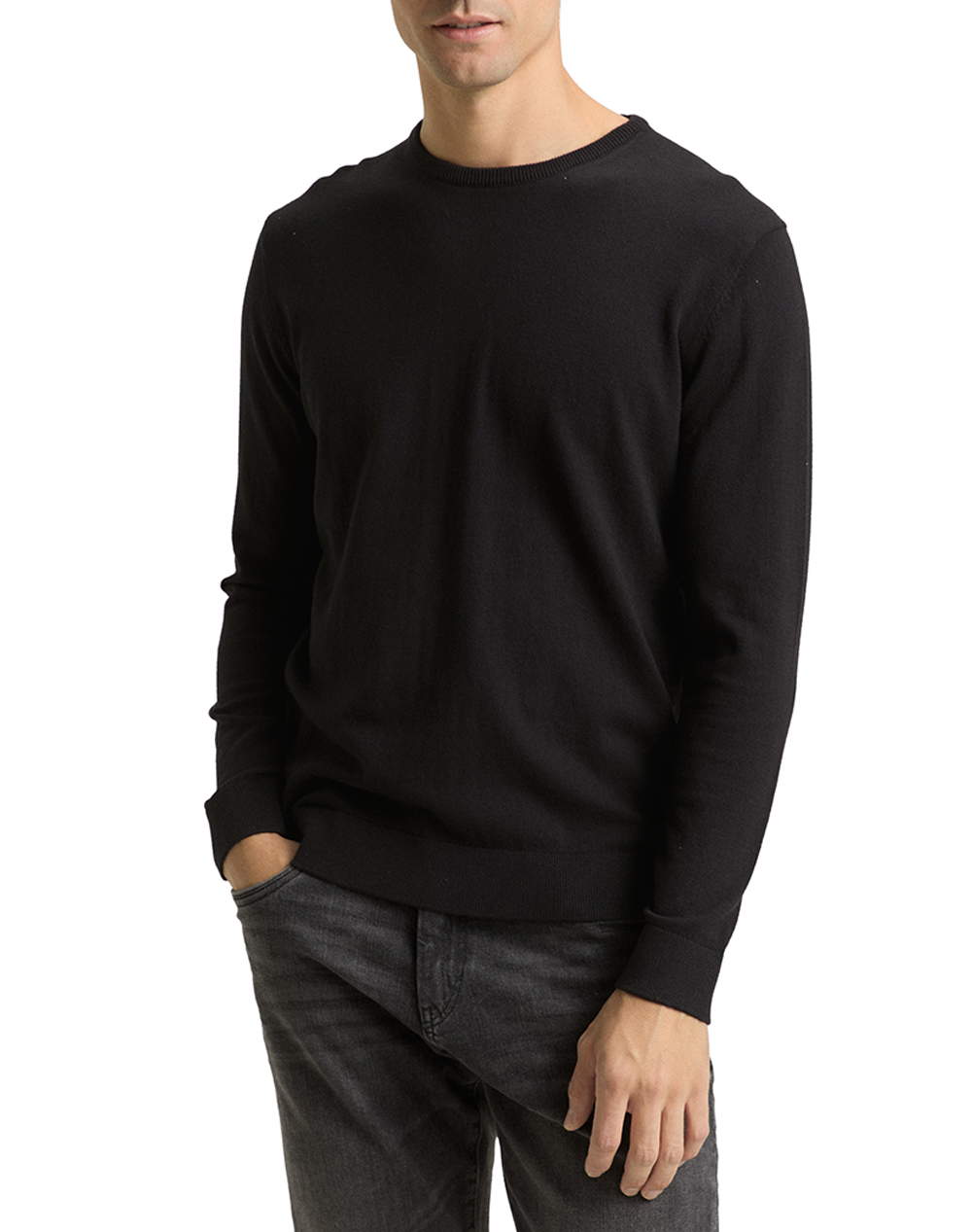 Tom Tailor Basic Crew Nec Πλεκτο Ανδρικο Ανδρας Ρουχα Μπλουζες Πλεκτα Black Βαμβακι 1049500 29999