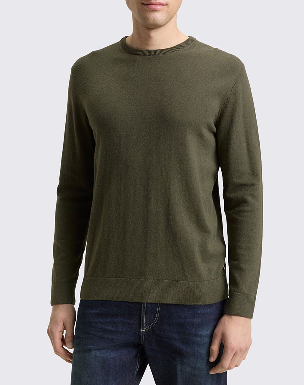 Tom Tailor Basic Crew Nec Πλεκτο Ανδρικο Ανδρας Ρουχα Μπλουζες Πλεκτα Khaki Βαμβακι 1049500 10920 - Koolfly