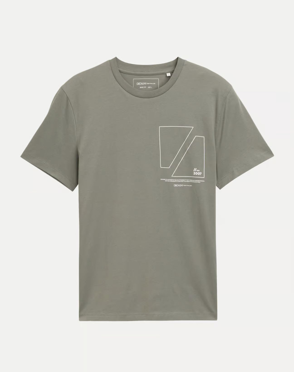 Tom Tailor Printed T Shirt Μπλουζα Ανδρικο Ανδρας Ρουχα Μπλουζες T Shirt Olive Βαμβακι 1043491 15594