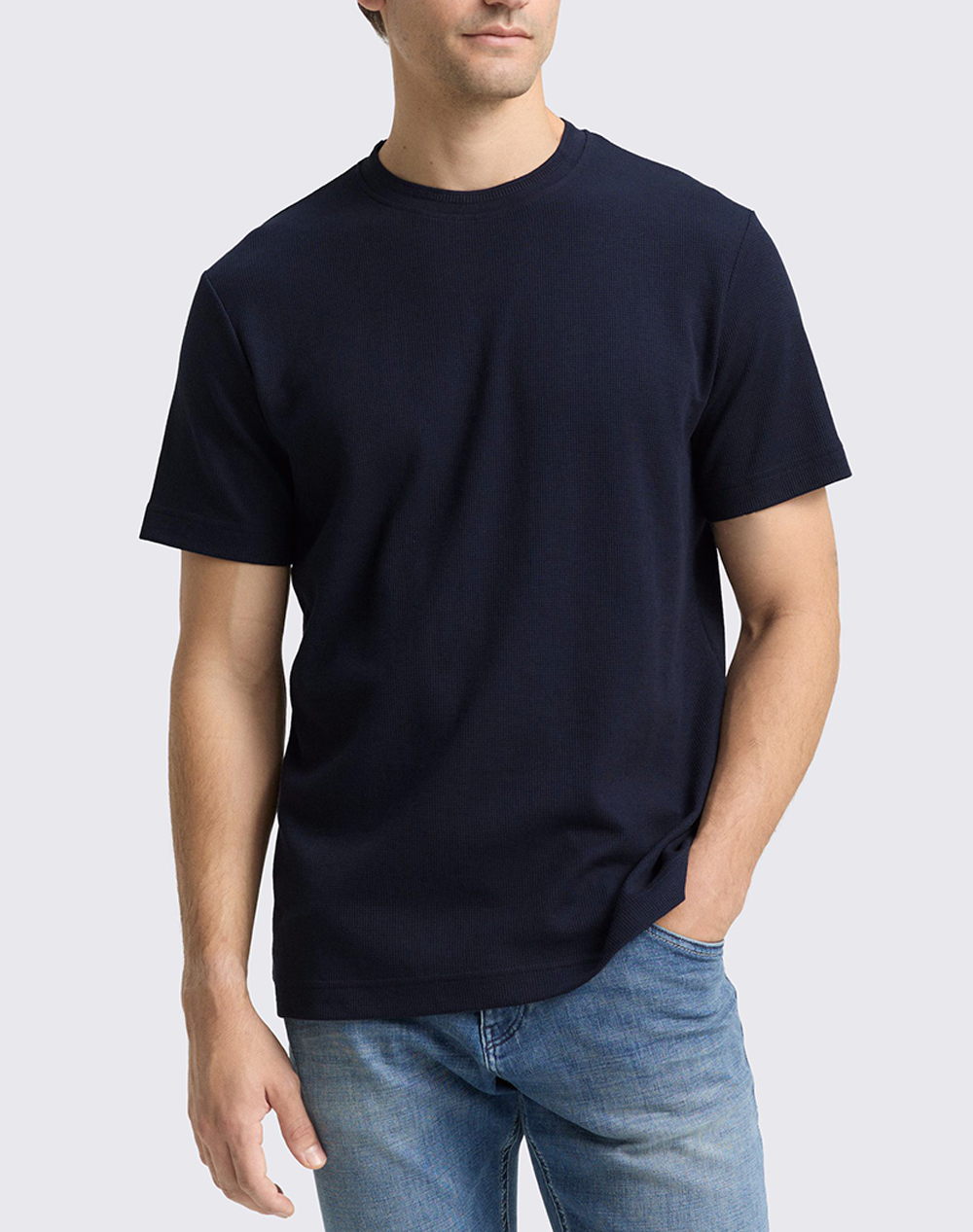 Tom Tailor Structured T Shir Μπλουζα Ανδρικο Ανδρας Ρουχα Μπλουζες T Shirt Darkblue Βαμβακι,Συνθετικο 1048599 10668 - Koolfly