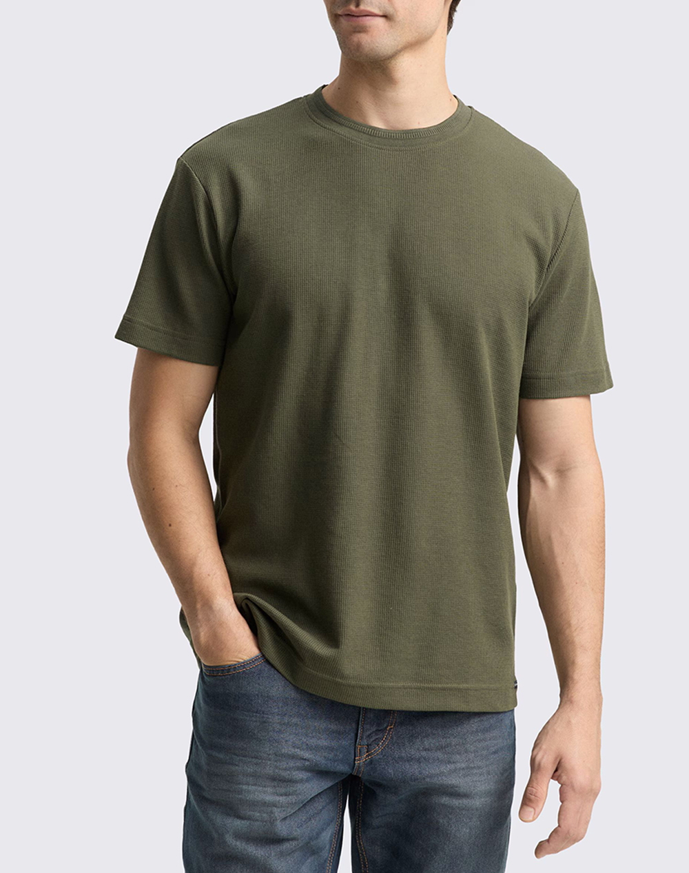 Tom Tailor Structured T Shir Μπλουζα Ανδρικο Ανδρας Ρουχα Μπλουζες T Shirt Khaki Βαμβακι,Συνθετικο 1048599 10920 - Koolfly