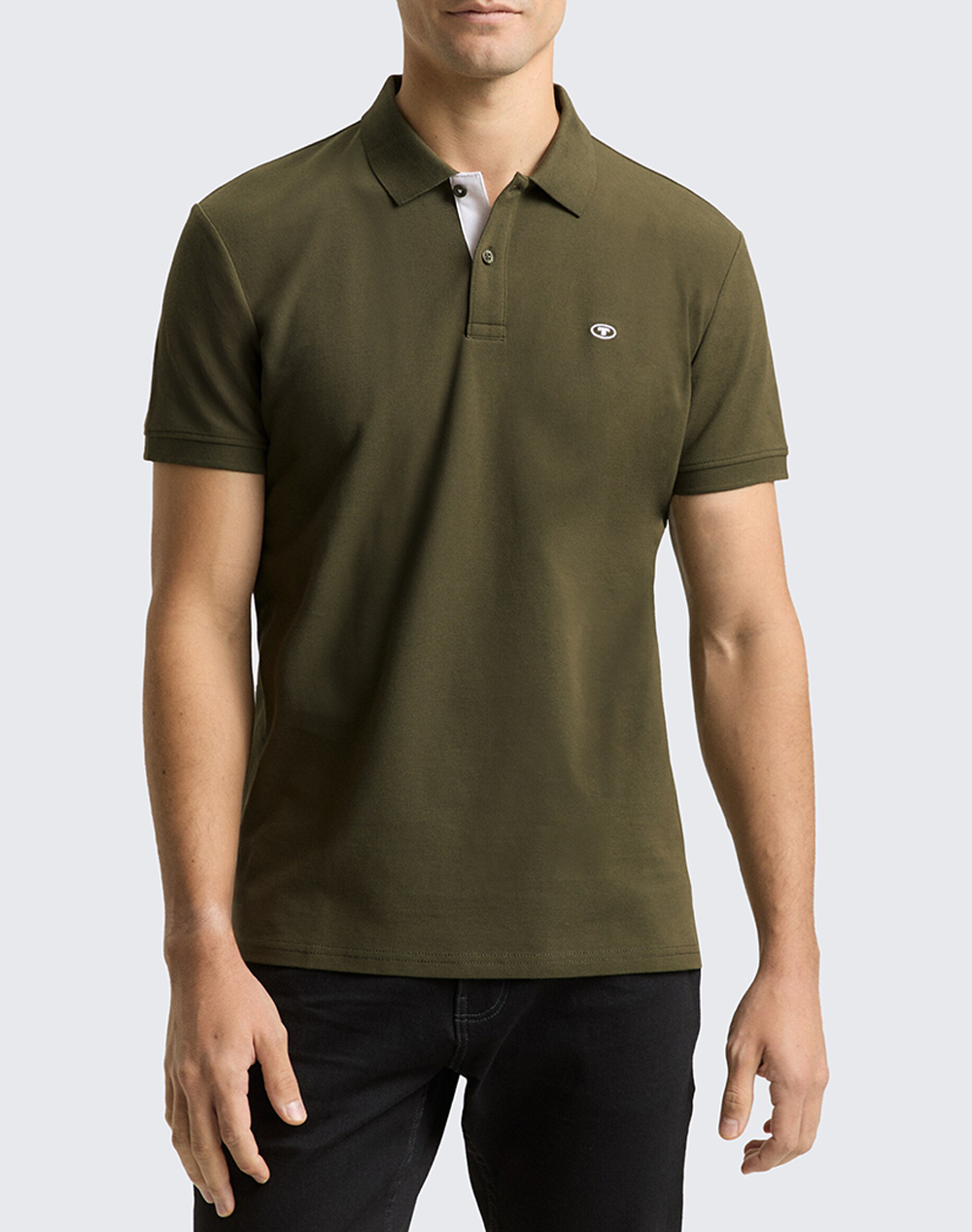 Tom Tailor Basic Polo With Contra Μπλουζα Ανδρικο Ανδρας Ρουχα Μπλουζες Polo Khaki Βαμβακι 1031006 10920