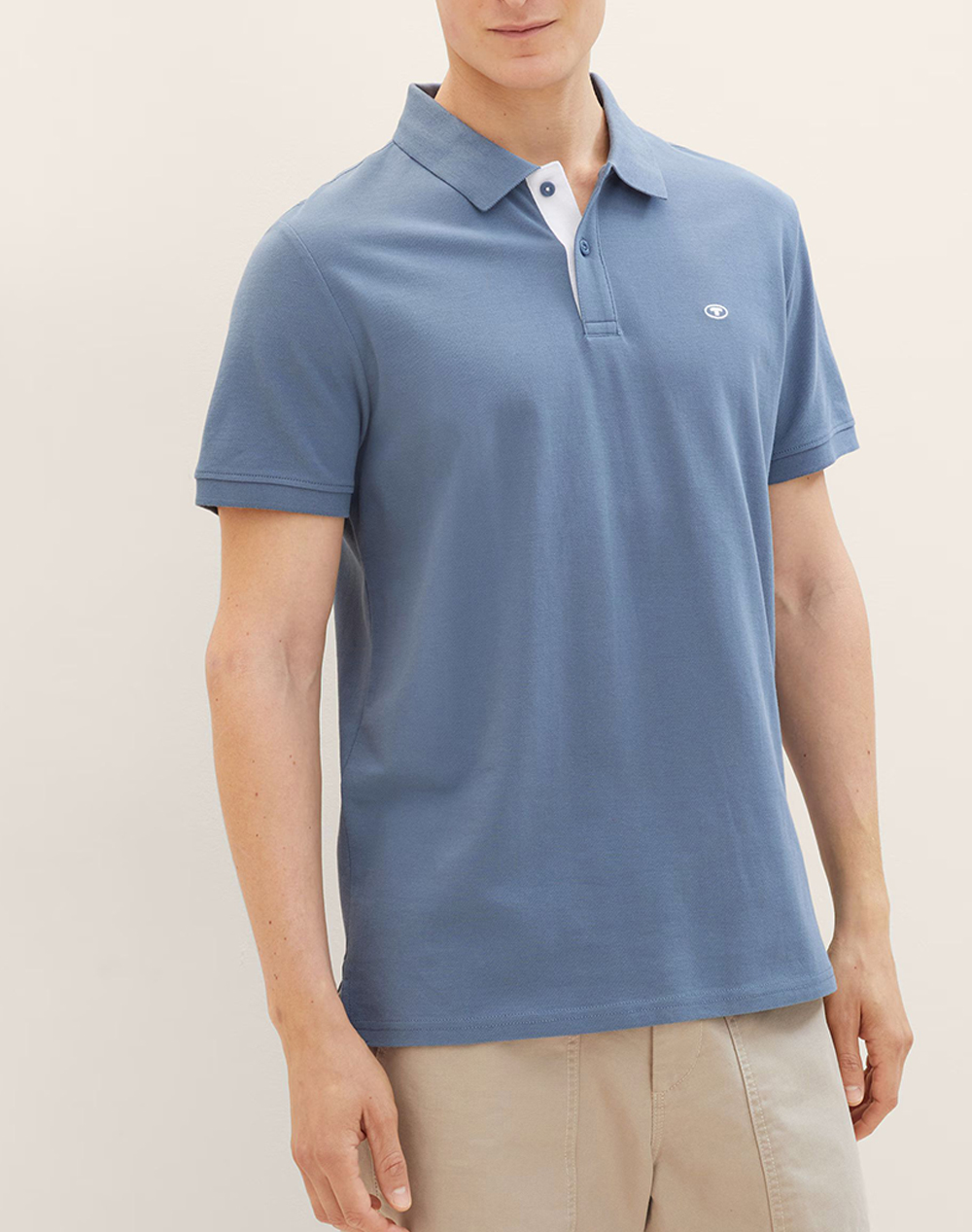 Tom Tailor Basic Polo With Contra Μπλουζα Ανδρικο Ανδρας Ρουχα Μπλουζες Polo Steelblue Βαμβακι 1031006 10441