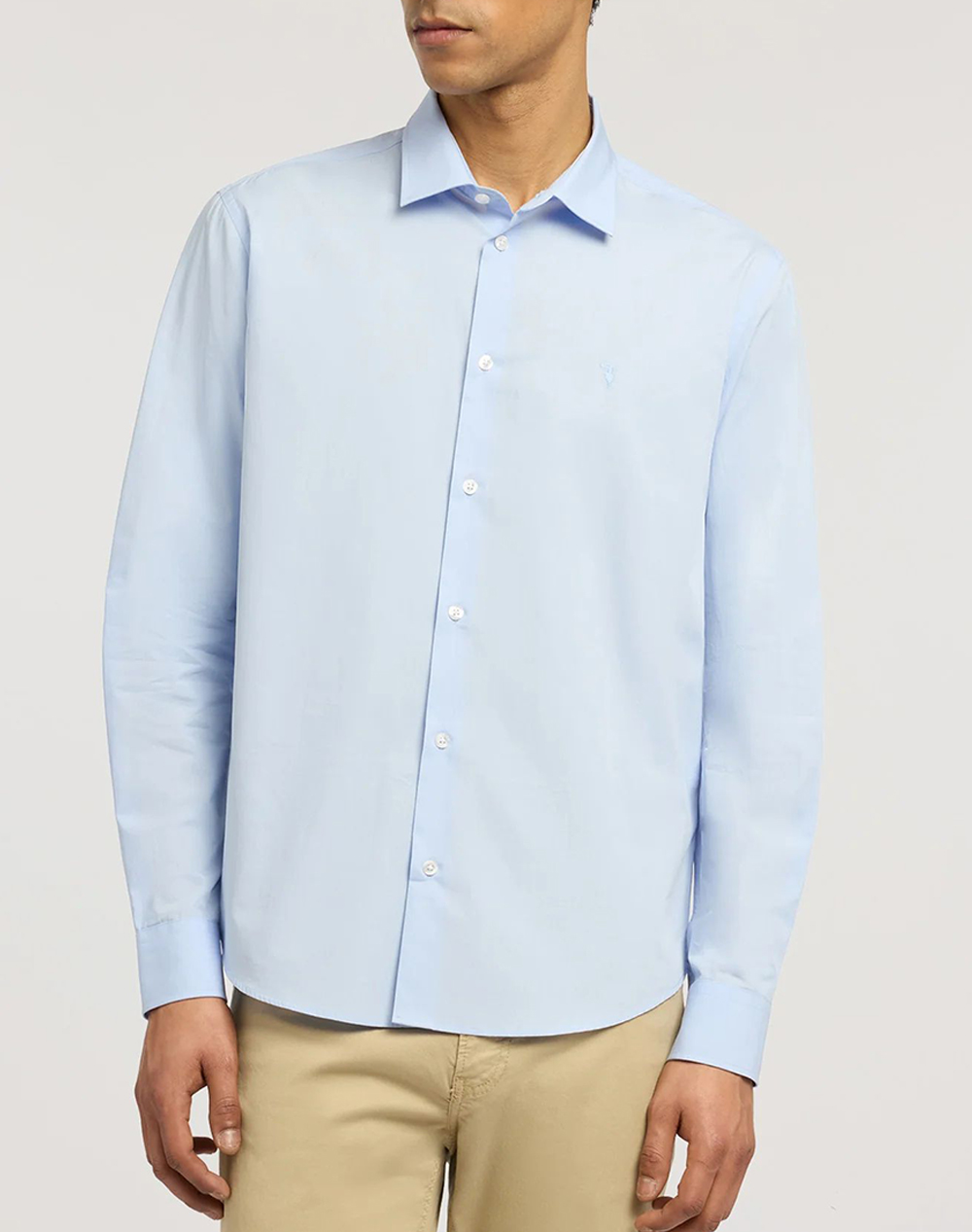 Trussardi Regular Fit Popeline Shirt Ανδρας Ρουχα Πουκαμισα Skyblue Βαμβακι Ms100T10 004
