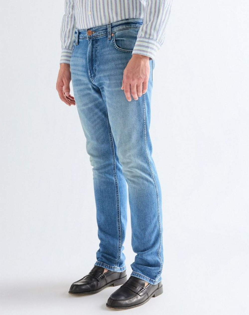 Wrangler Greensboro Ανδρας Ρουχα Παντελονια Jeans Denimblue Βαμβακιμε Ελασταν 112377801 Harbor Blue