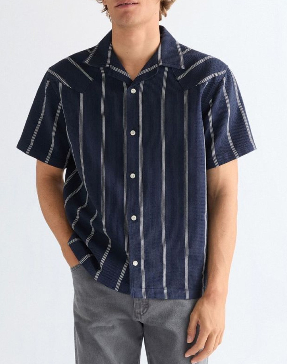 Wrangler Ss W Resort Shirt Ανδρας Ρουχα Πουκαμισα Navyblue Βαμβακιβισκοζσυνθετικο 112378102 Navy White
