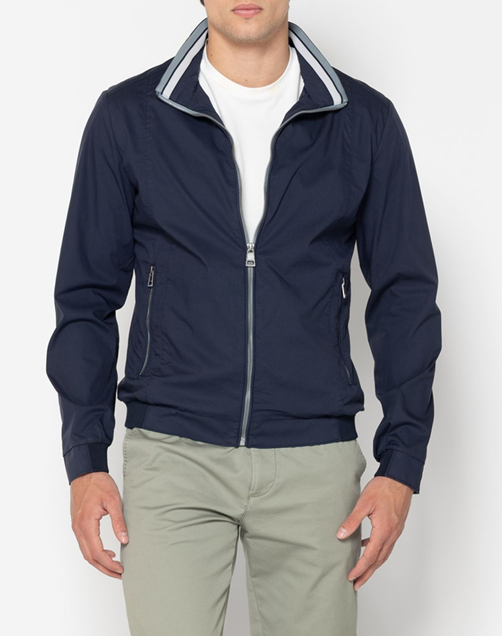 The Bostonians Μπουφαν Bomber Regular Fit Ανδρας Ρουχα Πανωφορια Μπουφαν Darkblue Βαμβακιμε Ελαστανσυνθετικο 3W2896T23A Blue