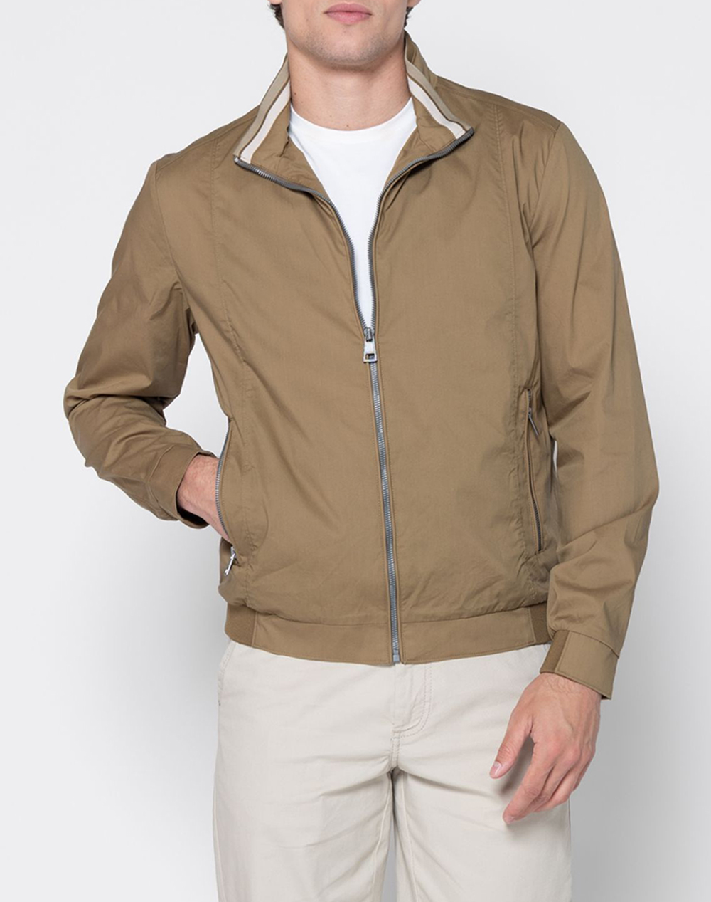 The Bostonians Μπουφαν Bomber Regular Fit Ανδρας Ρουχα Πανωφορια Μπουφαν Khaki Βαμβακιμε Ελαστανσυνθετικο 3W2896T23A Khaki