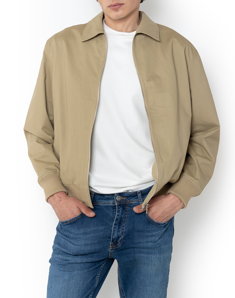 The Bostonians Μπουφαν Bomber Regular Fit Ανδρας Ρουχα Πανωφορια Μπουφαν Biege Υφασμα 3W20265 Dark