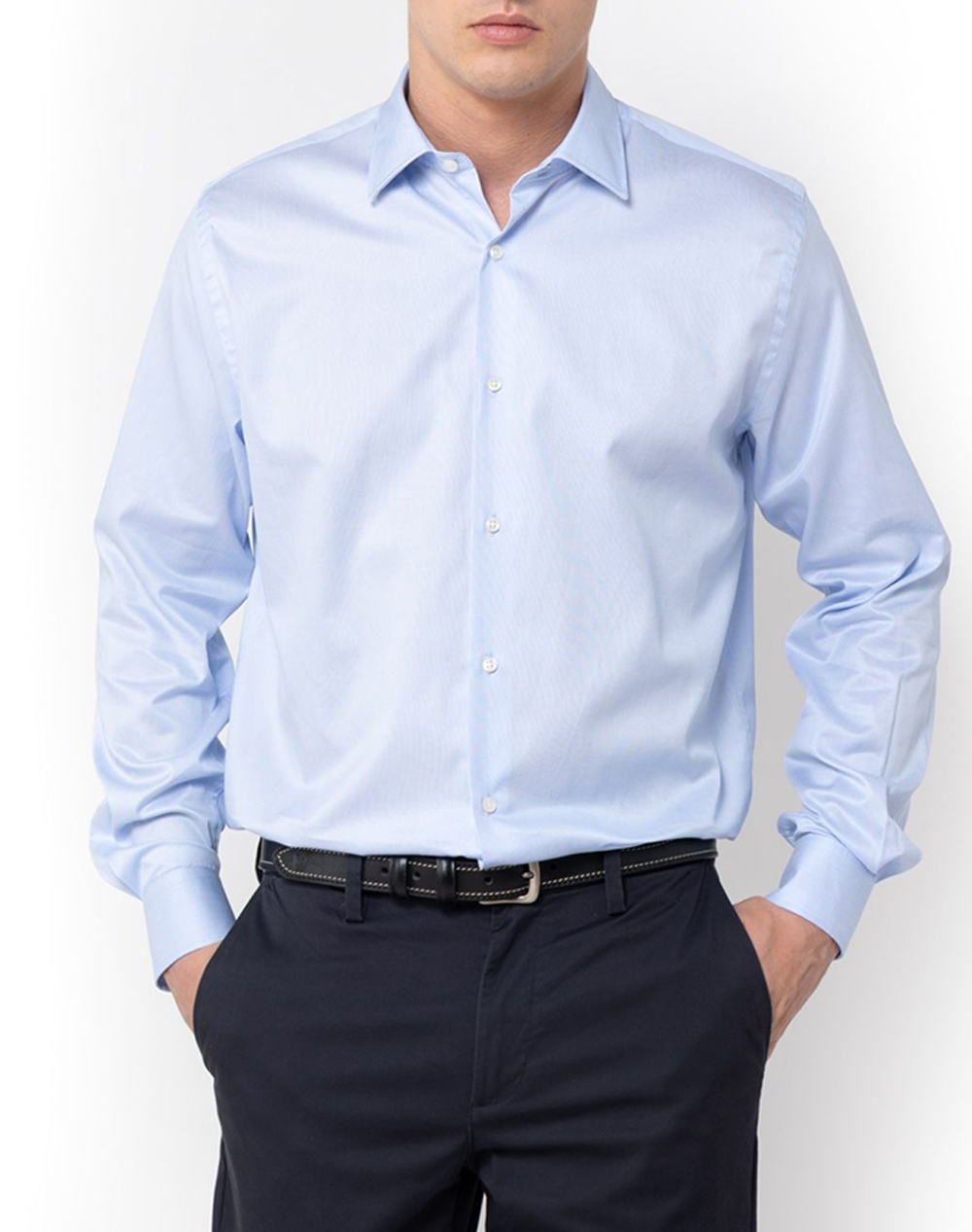 The Bostonians Πουκαμισο Dobby Custom Fit Semi Rex Custom Fit Ανδρας Ρουχα Πουκαμισα Lightblue Βαμβακι 3Anp2485 Light