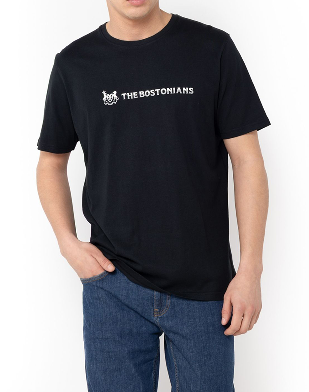 The Bostonians Μπλουζα T Shirt Two Tone Logo Regular Ανδρας Ρουχα Μπλουζες T Shirt Black Βαμβακι 3Ts1287M Black