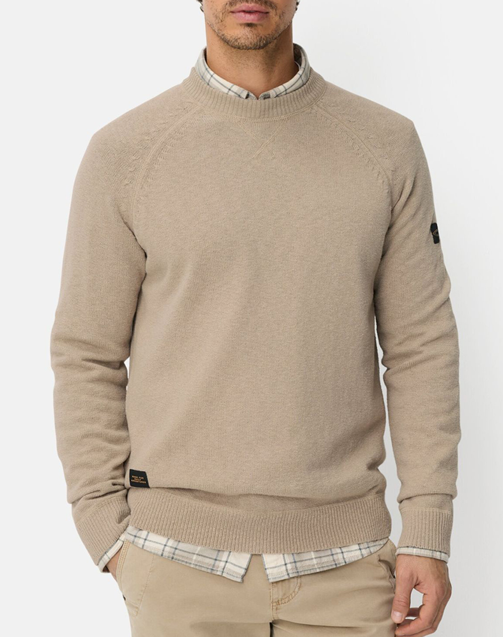Camel Πλεκτό Πουλοβερ Crew Neck Ανδρας Ρουχα Μπλουζες Πλεκτα Biege Βαμβακισυνθετικο C261 409500 7K56 17