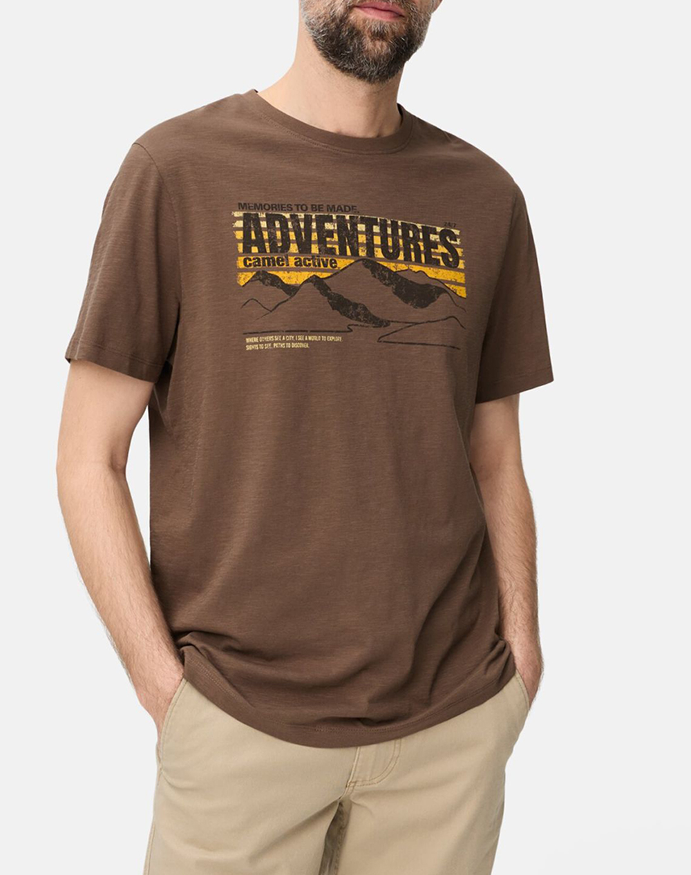Camel T Shirt Κ.Μ. Printed Ανδρας Ρουχα Μπλουζες T Shirt Brown Βαμβακι C261 409700 7T17 26
