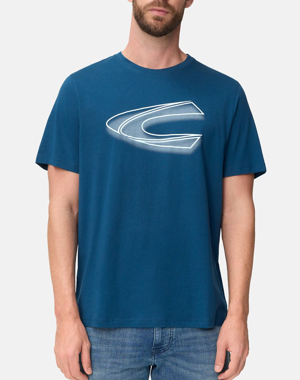 Camel T Shirt Κ.Μ. C+ Ανδρας Ρουχα Μπλουζες T Shirt Blue Βαμβακι C261 409700 7T02 46 - Koolfly