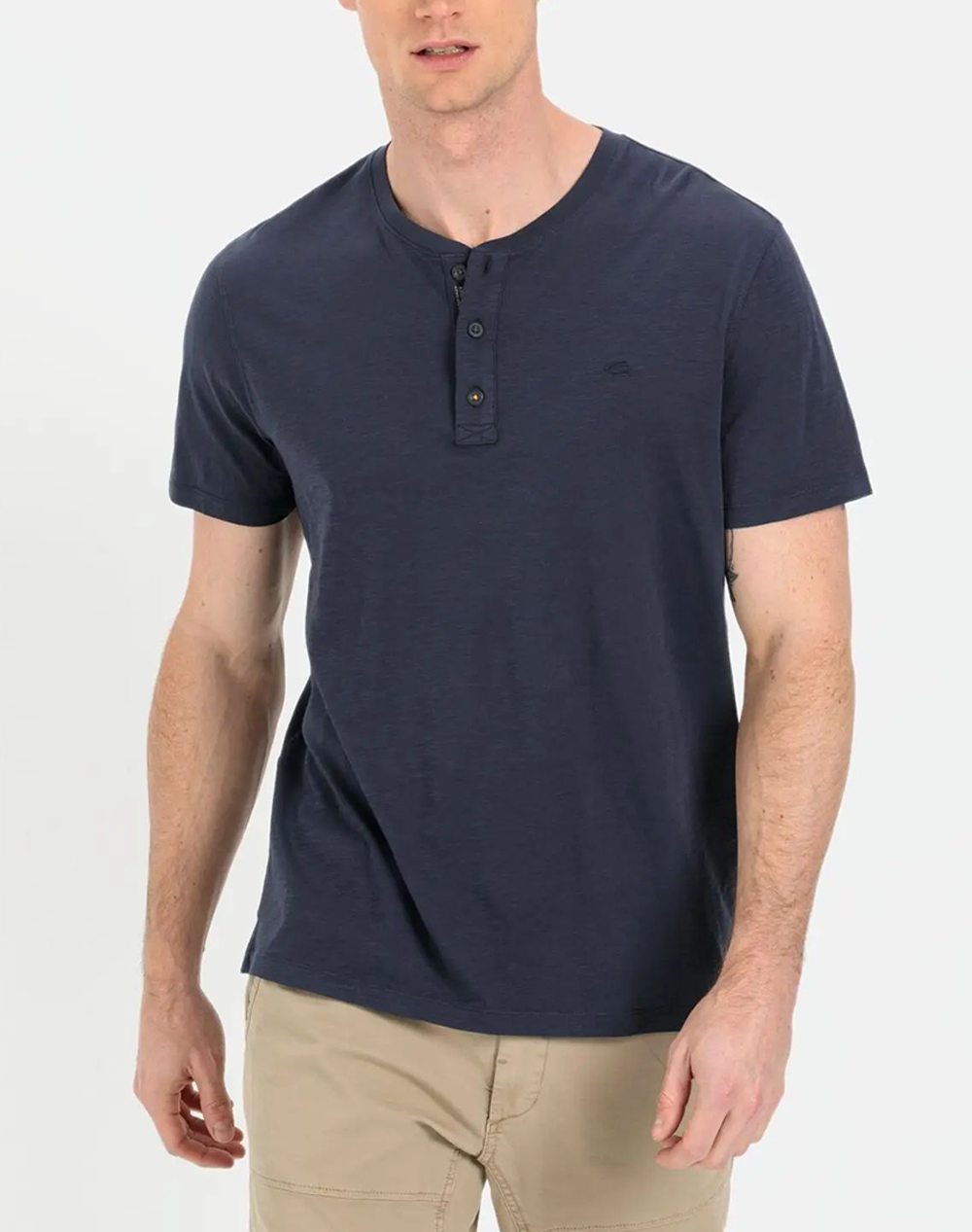 Camel T Shirt K.M. Nos Henley Ανδρας Ρουχα Μπλουζες T Shirt Darkblue Βαμβακι C261nos 409474 9T84 47 - Koolfly