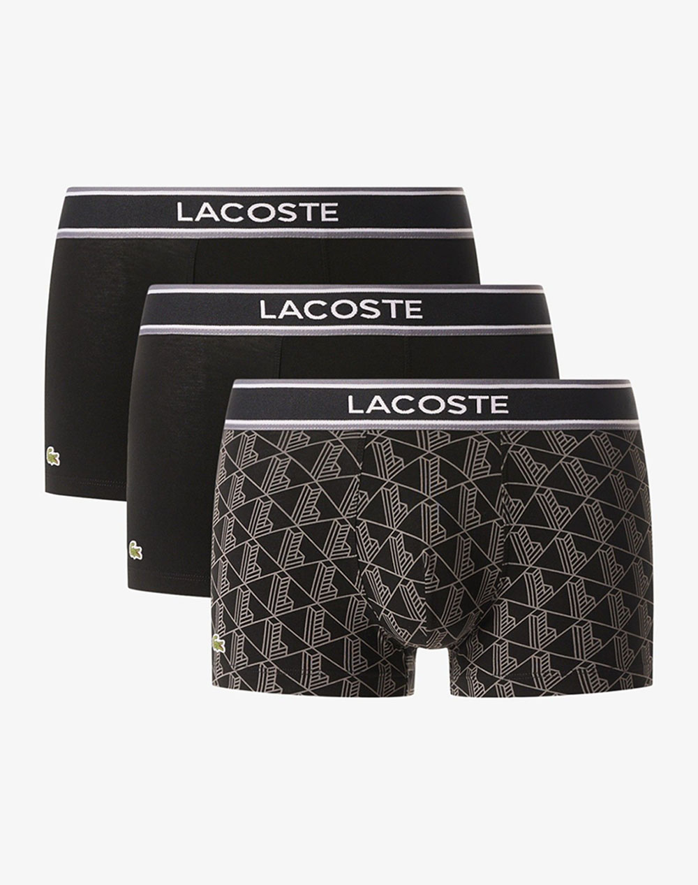 Lacoste Σετ 3 Εσωρουχων Trunk Ανδρας Εσωρουχα Σλιπ Μποξερ Black Βαμβακιμε Ελασταν 35H4970 031