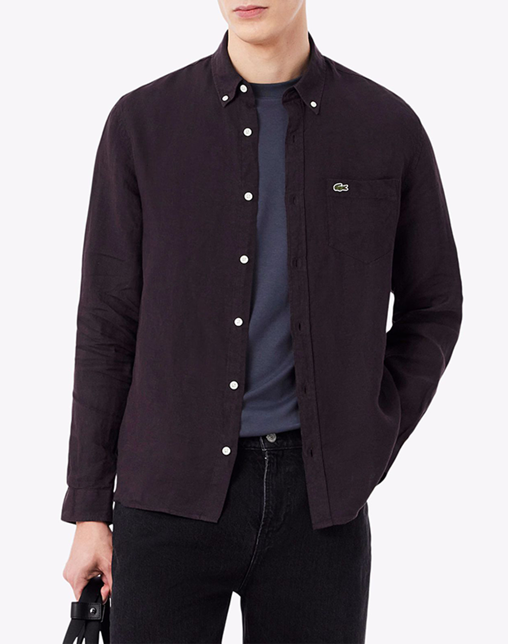 Lacoste Υποκαμισο Μμ L Sleeved Shirt Ανδρας Ρουχα Πουκαμισα Darkbrown Λινο 3Ch5692 3La - Koolfly