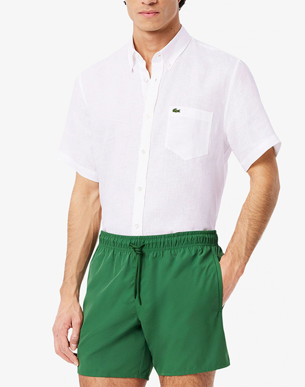 Lacoste Υποκαμισο Κμ S Sleeved Shirt Ανδρας Ρουχα Πουκαμισα White Λινο 3Ch5699 001