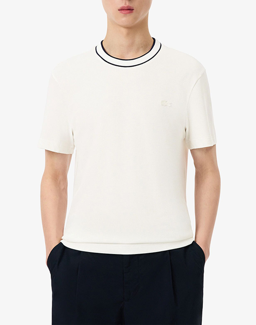 Lacoste Μπλουζα Κμ Tee Shirt Ss Ανδρας Ρουχα Μπλουζες T Shirt Offwhite Βαμβακισυνθετικο 3Th8174 70V