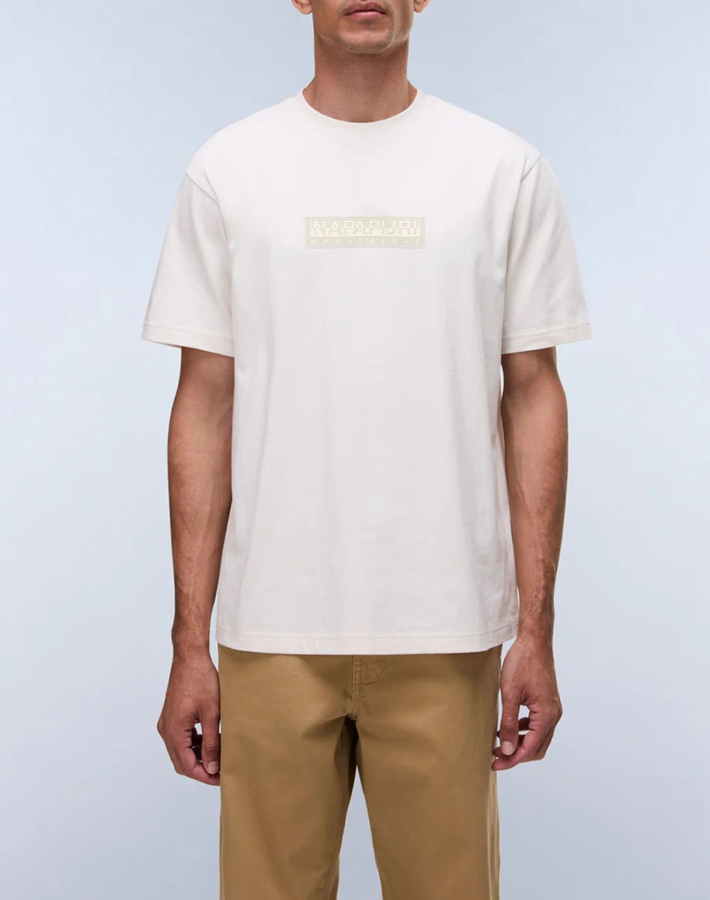 Napapijri S Box Logo Ss 1 Ανδρας Ρουχα Μπλουζες T Shirt Offwhite Βαμβακι Np0a4ifl Npn1a - Koolfly