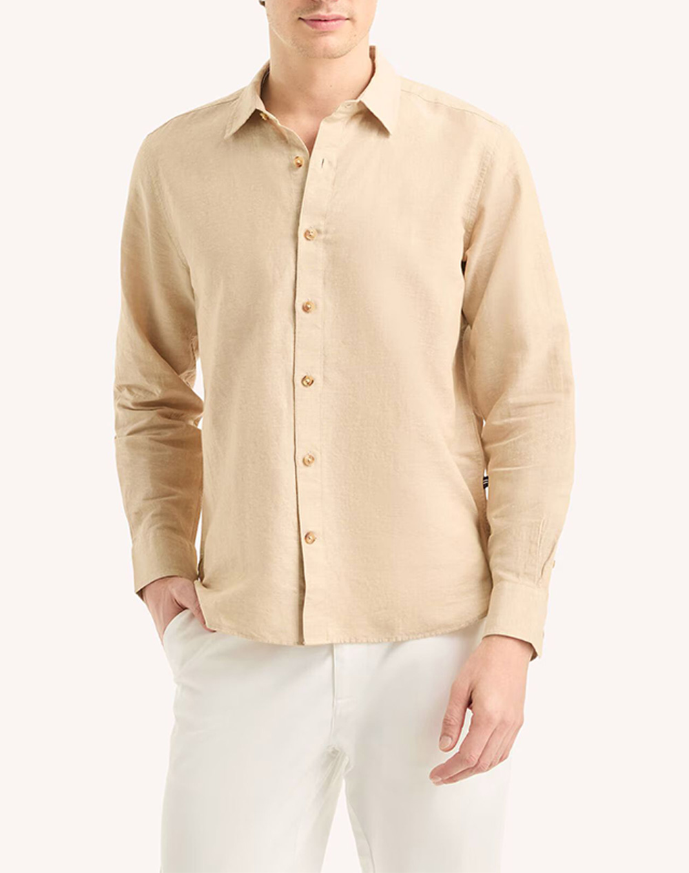 Nautica Πουκαμισο Μμ L/S Linen Solid Fca Ανδρας Ρουχα Πουκαμισα Biege Βαμβακι,Λινο 3Ncwr6548 2Sa - Koolfly