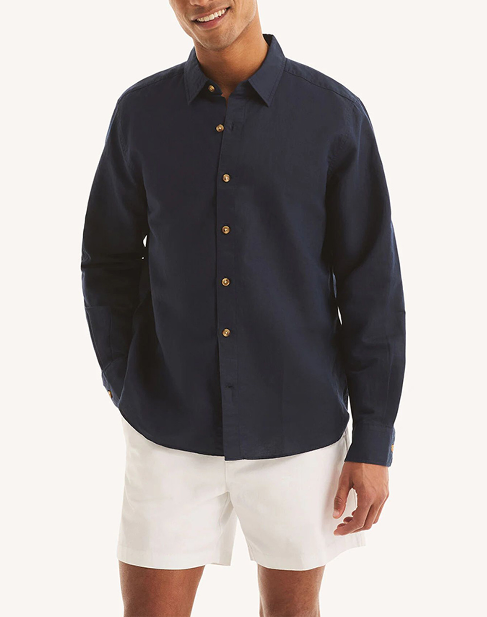 Nautica Πουκαμισο Μμ L/S Linen Solid Fca Ανδρας Ρουχα Πουκαμισα Navyblue Βαμβακιλινο 3Ncwr6548 4Vn
