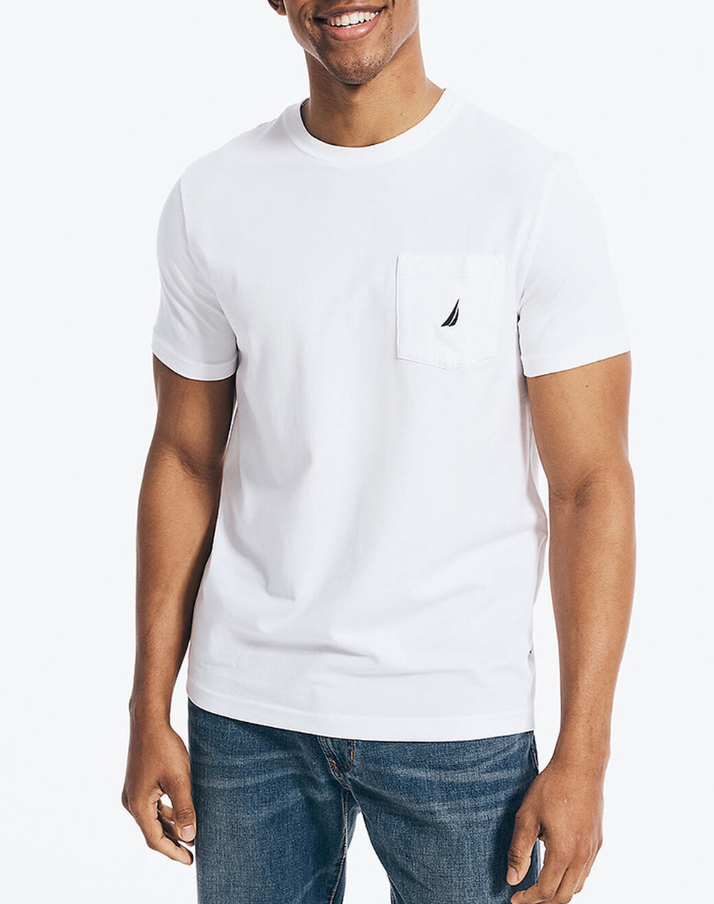 Nautica Μπλουζα T Shirt Κμ Ss Anchor Pocket Tee Ανδρας Ρουχα Μπλουζες T Shirt White Βαμβακιμε Ελασταν 3Ncv41050 1Bw